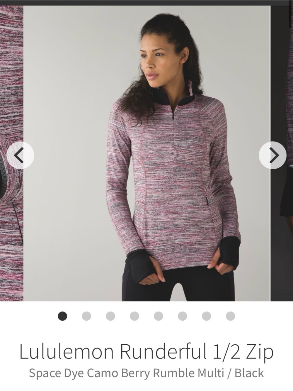 Lululemon Runderful 1/2 Zip in Berry Multi/Black